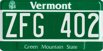 VT license plate ZFG402