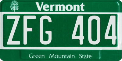 VT license plate ZFG404