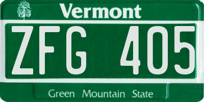 VT license plate ZFG405