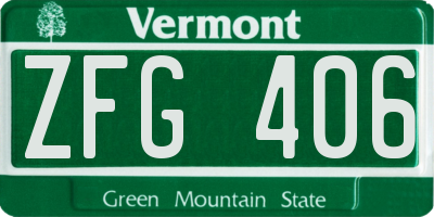VT license plate ZFG406