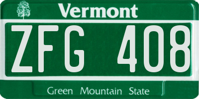 VT license plate ZFG408
