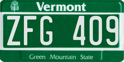 VT license plate ZFG409