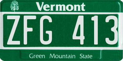 VT license plate ZFG413