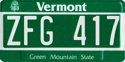 VT license plate ZFG417