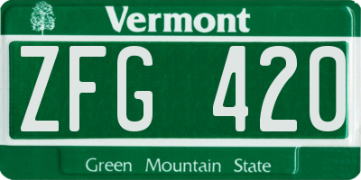 VT license plate ZFG420