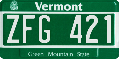 VT license plate ZFG421