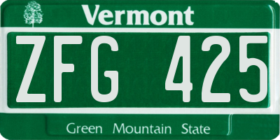 VT license plate ZFG425