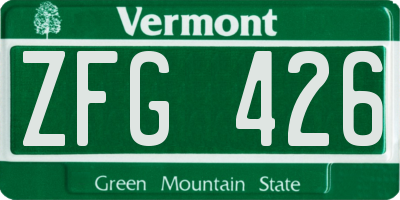 VT license plate ZFG426