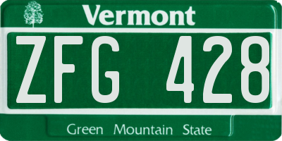 VT license plate ZFG428