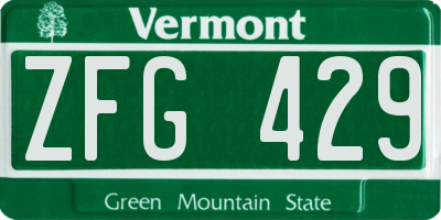 VT license plate ZFG429