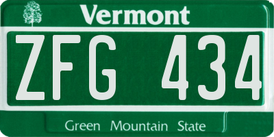 VT license plate ZFG434