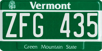 VT license plate ZFG435