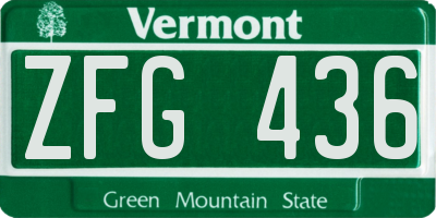 VT license plate ZFG436