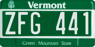 VT license plate ZFG441