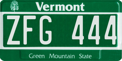 VT license plate ZFG444