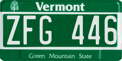 VT license plate ZFG446