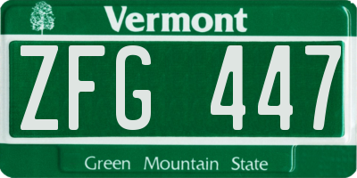 VT license plate ZFG447
