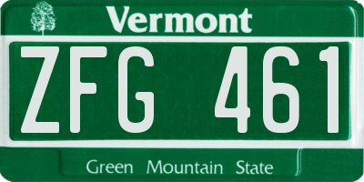 VT license plate ZFG461