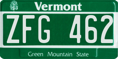 VT license plate ZFG462