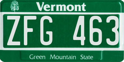 VT license plate ZFG463