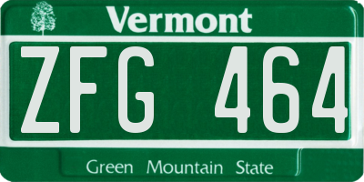 VT license plate ZFG464