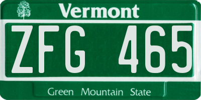 VT license plate ZFG465