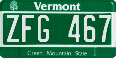 VT license plate ZFG467