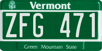 VT license plate ZFG471