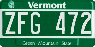 VT license plate ZFG472