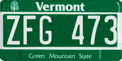VT license plate ZFG473