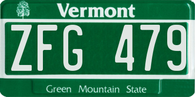 VT license plate ZFG479