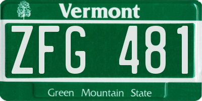 VT license plate ZFG481