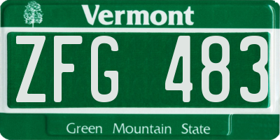 VT license plate ZFG483