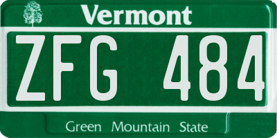 VT license plate ZFG484