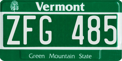 VT license plate ZFG485