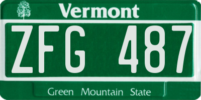 VT license plate ZFG487