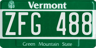 VT license plate ZFG488