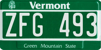 VT license plate ZFG493