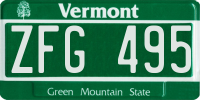 VT license plate ZFG495