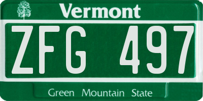 VT license plate ZFG497