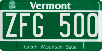 VT license plate ZFG500