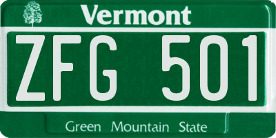 VT license plate ZFG501