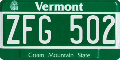 VT license plate ZFG502