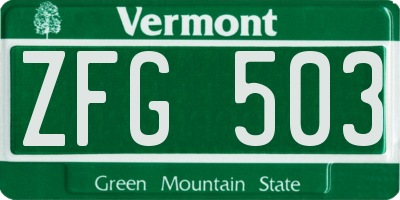 VT license plate ZFG503