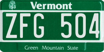 VT license plate ZFG504