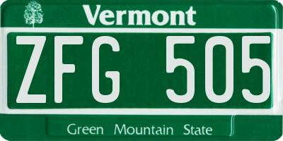 VT license plate ZFG505