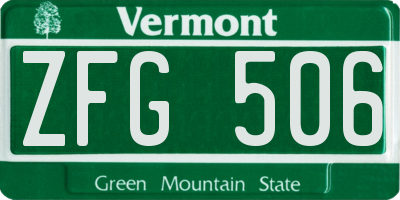 VT license plate ZFG506