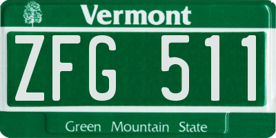 VT license plate ZFG511