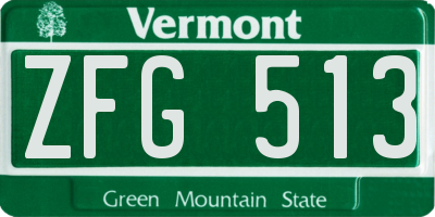 VT license plate ZFG513