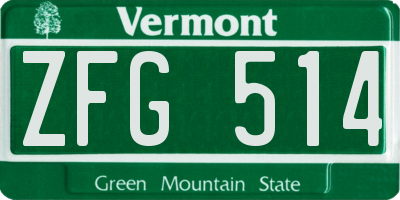 VT license plate ZFG514